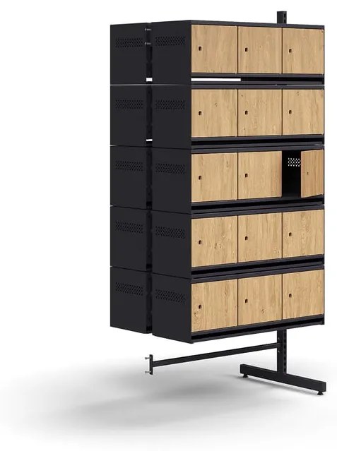 Skrinka na topánky ENTRY, prídavná sekcia, 30 drevených dverí, 1800x900x600 mm, antracit/dub