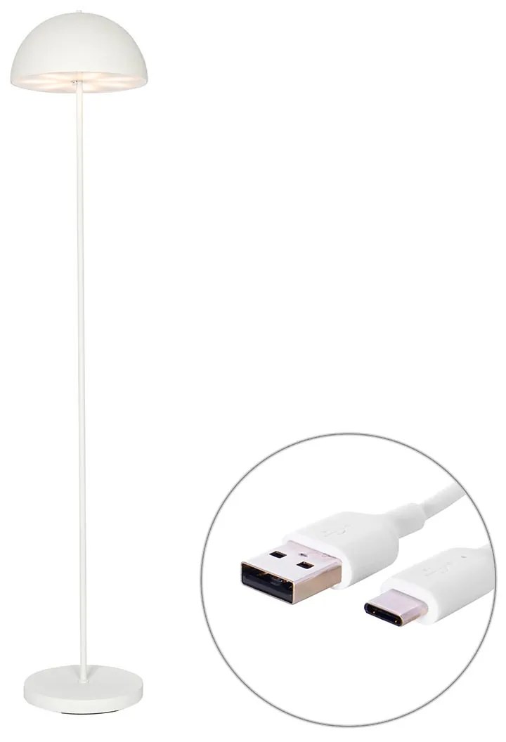 Vonkajšia stojaca lampa biela nabíjateľná 3-stupňovo stmievateľná - Keira