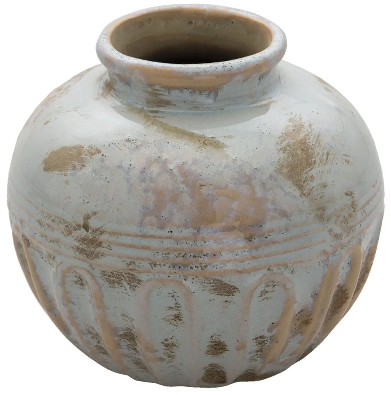 Keramická váza s modro-šedou patinou Cathy - Ø 12*11 cm