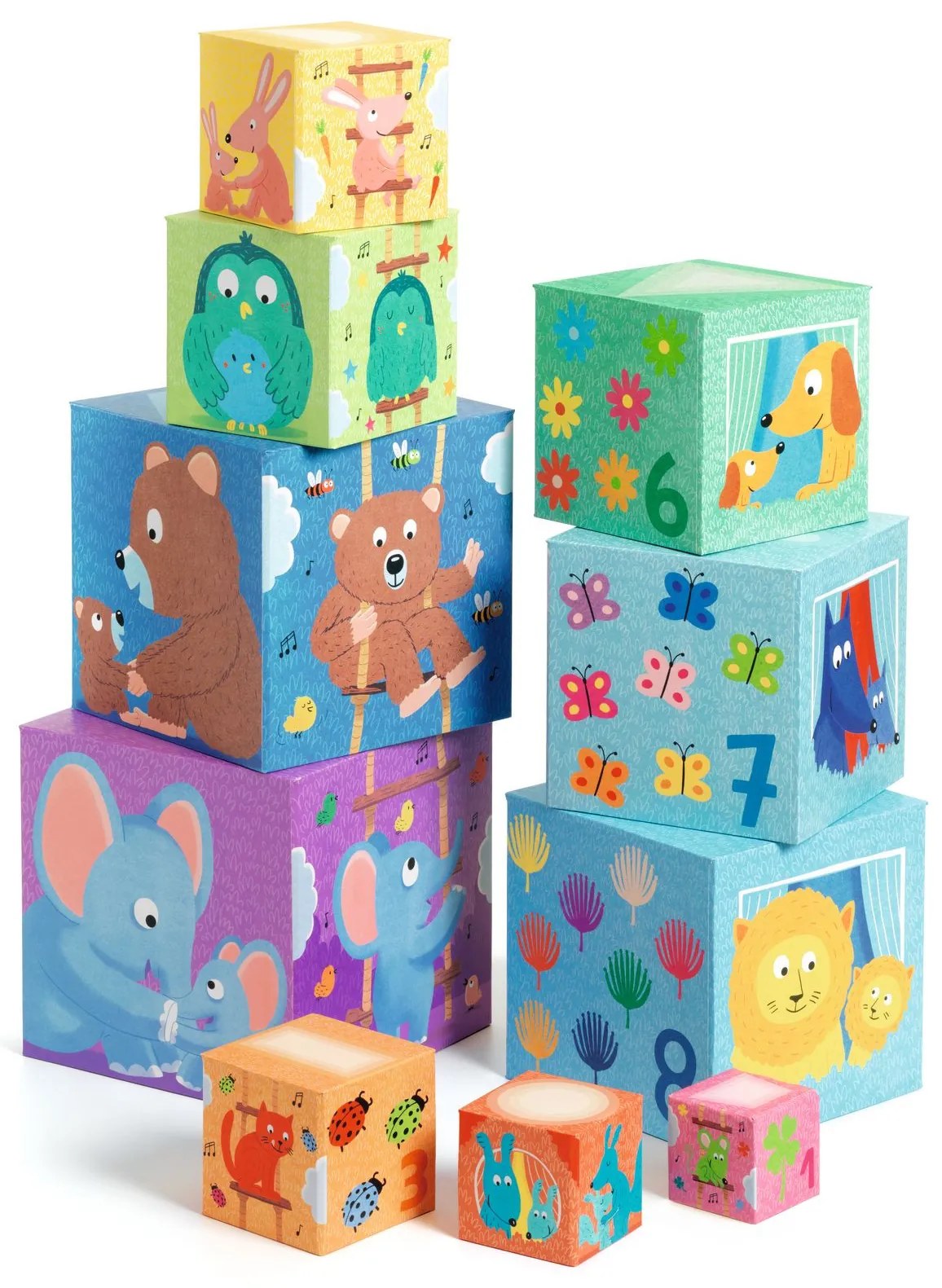 Skladacie kocky - pyramída - mamičky a mláďatká