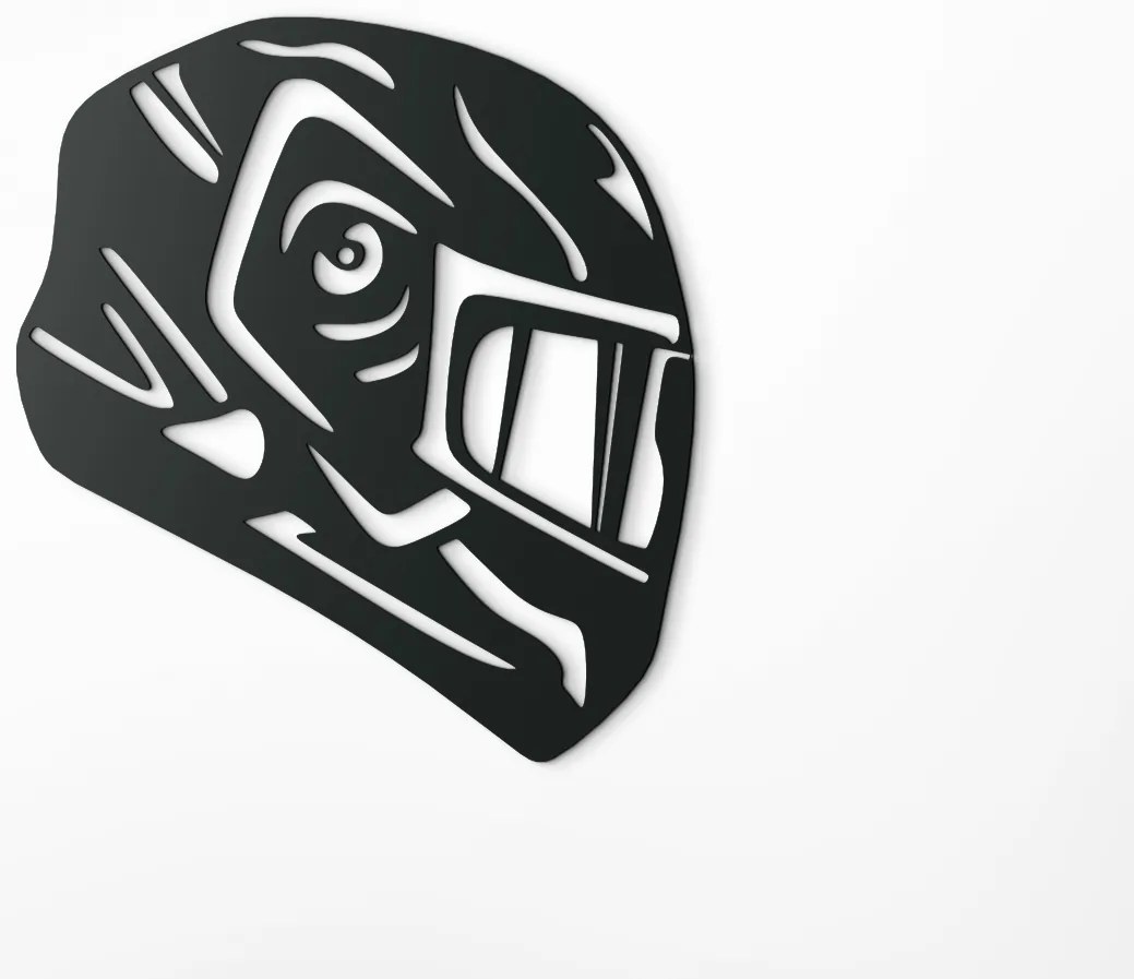 drevko Drevená nálepka Motorkárska prilba Rozmer obrazu: 35,5 x 32,5 cm, Farba dekorácie: Čierna