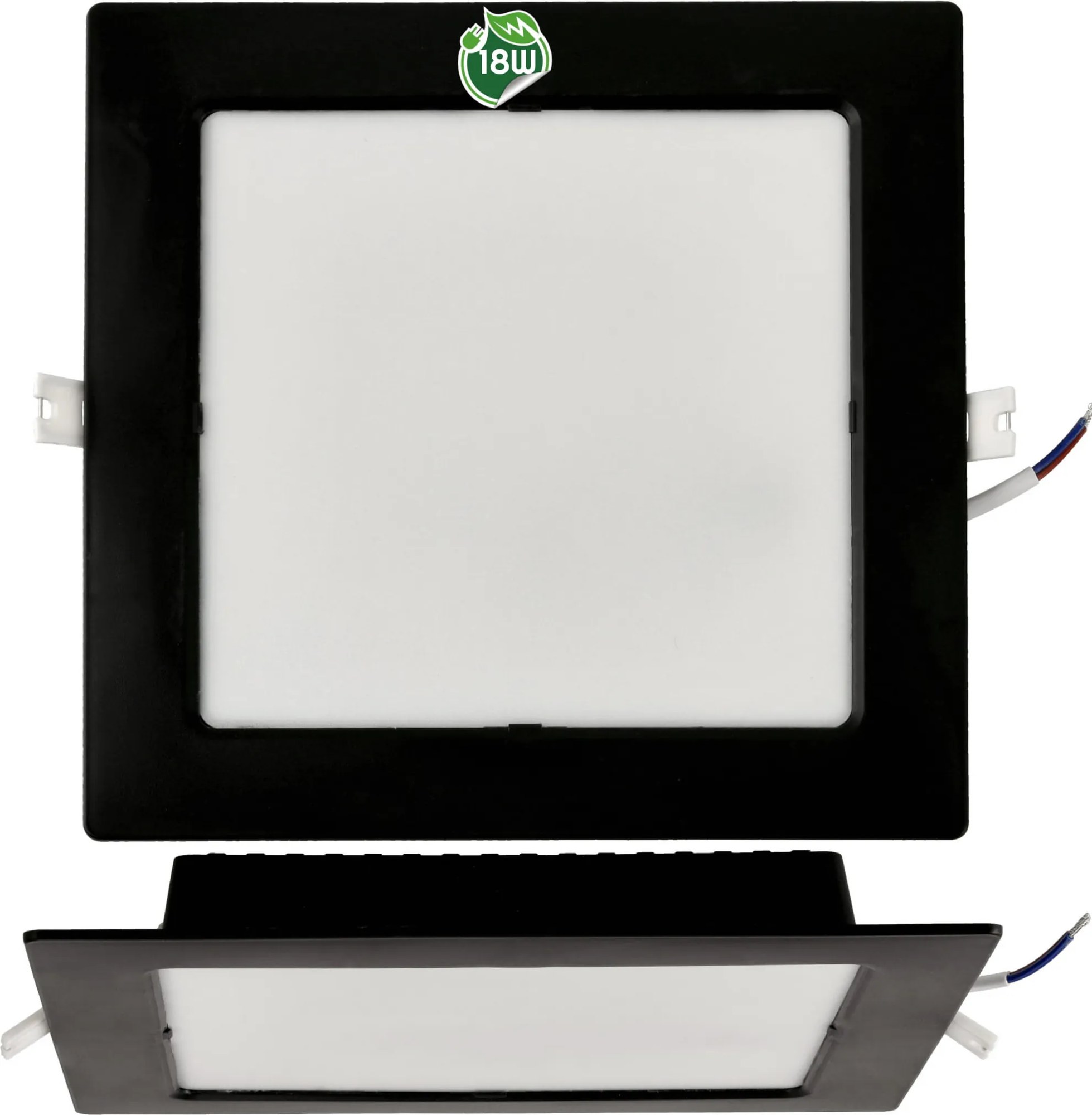 BERGE Štvorcový LED pabel zapustený - čierny - 18W - PC - neutrálna biela