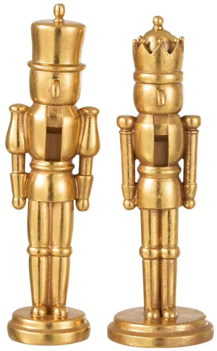 2ks zlatá vianočná dekoračná soška Luskáčik - 9*8*31 cm