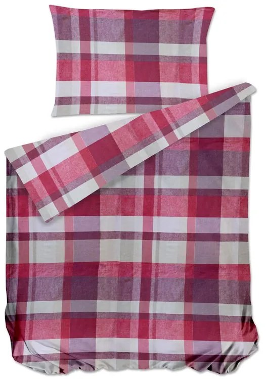 Bierbaum obliečka bavlnený satén 3725 Check Burgundy 140x200/70x90 cm