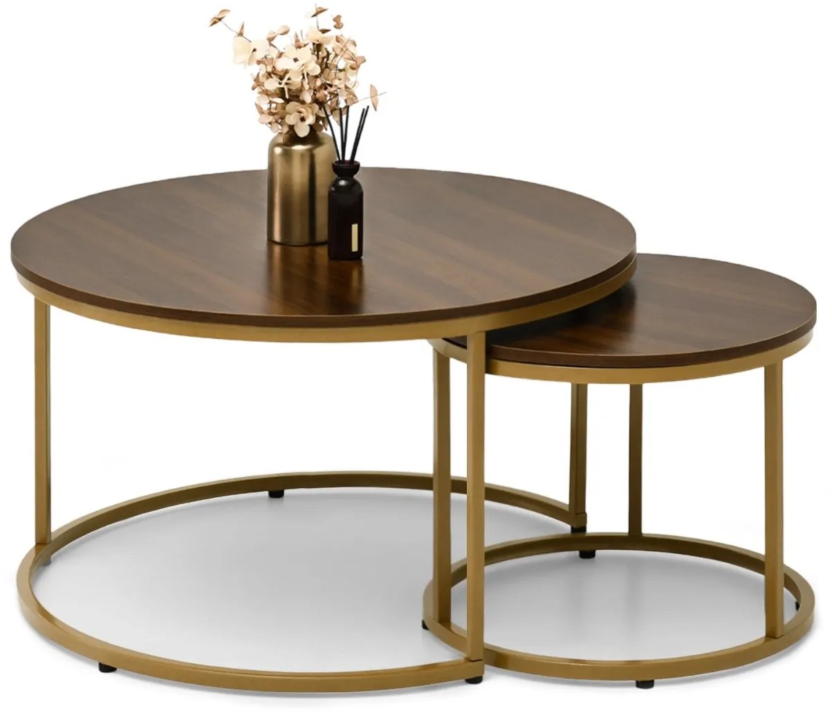 Konferenčný stolík Klara (orech + zlatá). Akcia -23%. Vlastná spoľahlivá doprava až k Vám domov. 1111631