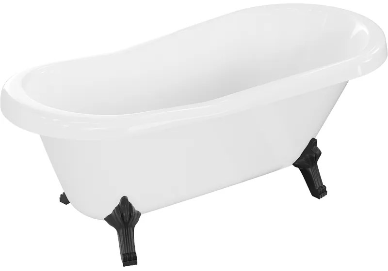 Mexen Retro, voľne stojaca vaňa 150 x 73 cm, biela, čierne nohy, 53251507300-70