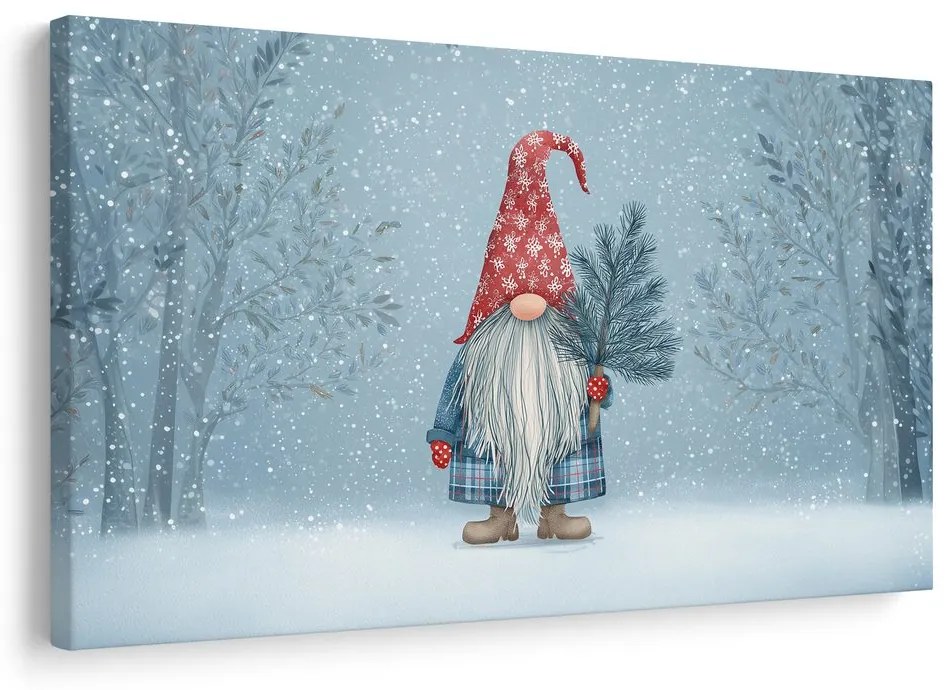 Vianočný obraz zimný škriatok v lese