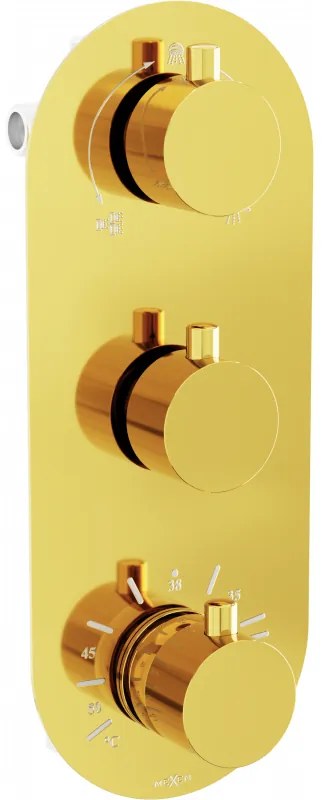 Mexen KAI - 3-VÝSTUPOVÁ PODOMIETKOVÁ SPRCHOVÁ BATÉRIA, zlatá, 77603-50