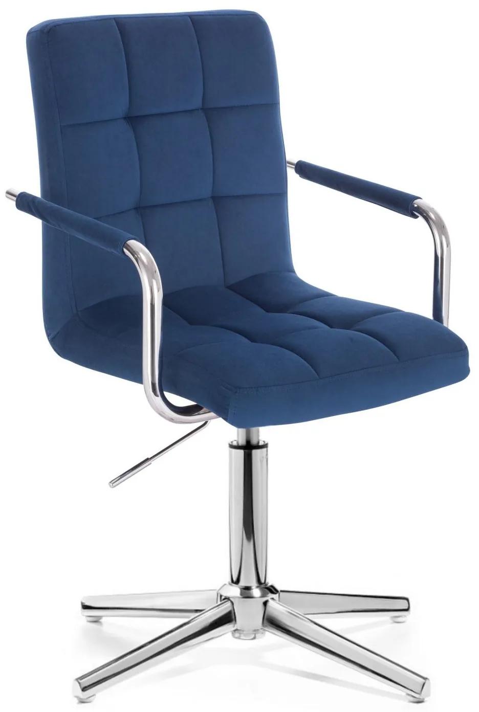 LuxuryForm DESIGN Stolička VERONA VELUR na striebornom kríži - modrá