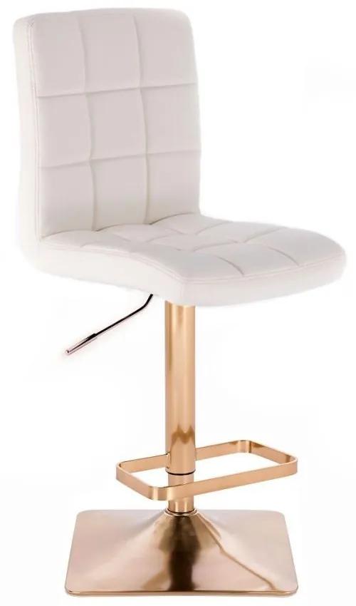LuxuryForm DESIGN Barová stolička TOLEDO na zlatej hranatej podstave - biela