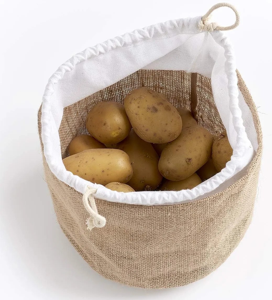 Jutové vrecko so zaväzovaním - multifunkčné, vnútro plast 21x17