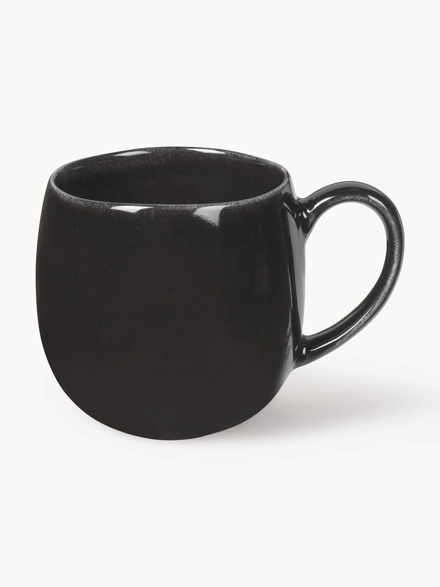 Ručne vyrobená XL šálka z kameniny Nordic Coal, 2 ks