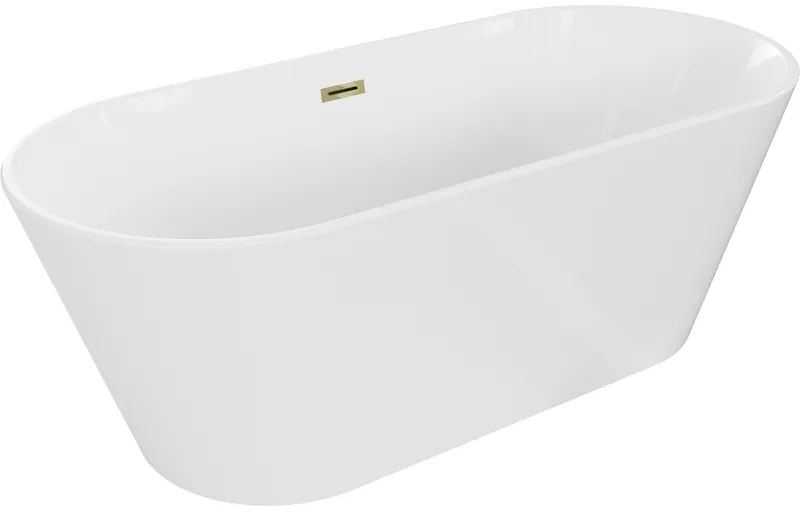 Mexen Flavia, voľne stojaca vaňa 150 x 75 cm, biela, zlatý lesklý prepad, 54031507500-50