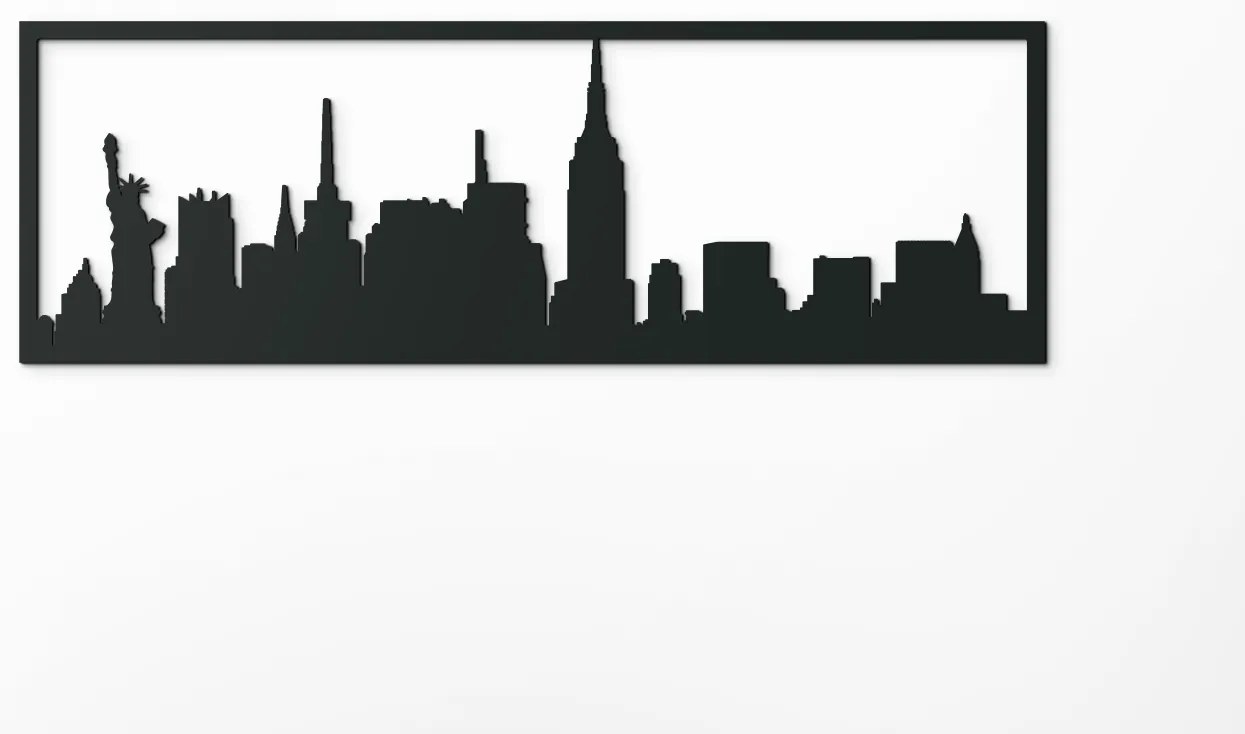 drevko Obraz New York panoráma Rozmer obrazu: 29,5 x 89 cm, Farba dekorácie: Čierna
