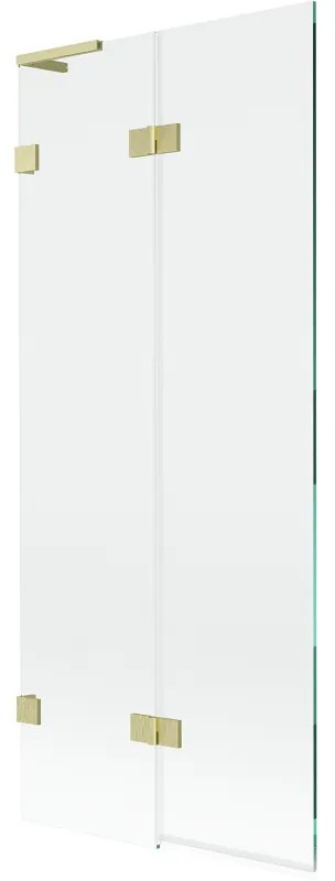 Mexen Lunar L, 2-krídlová vaňová zástena ľavá 80 x 150 cm, číre sklo, zlatá matná, 897L-080-100-55-00-L