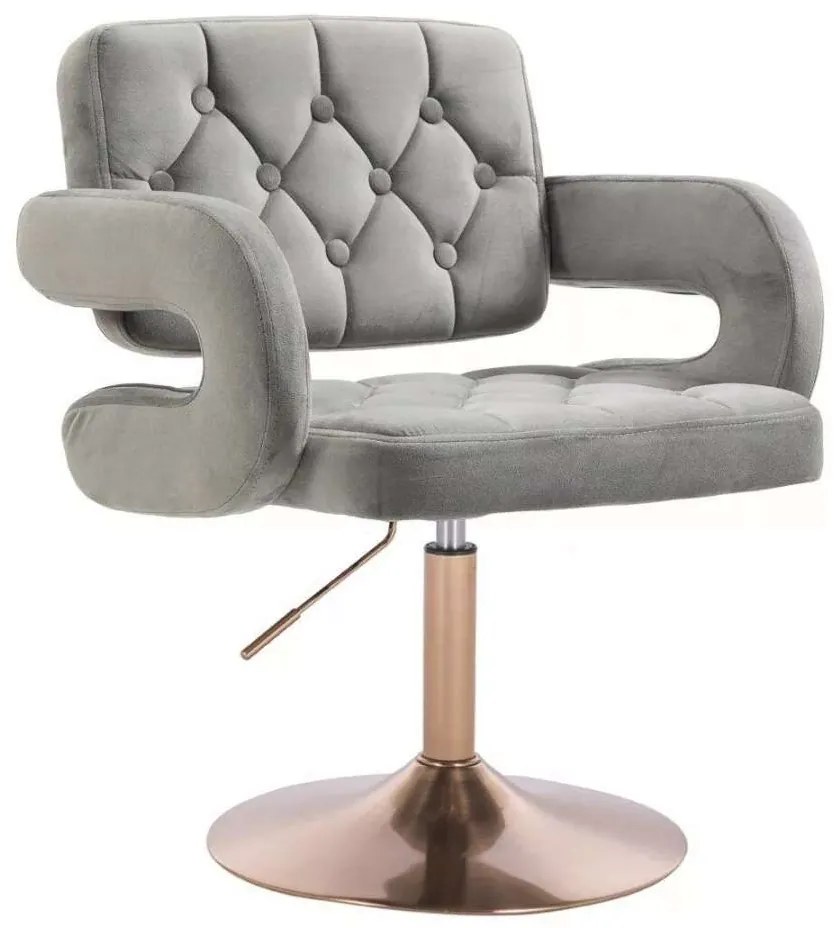 LuxuryForm DESIGN Kreslo ADRIA VELUR na zlatom tanieri - šedé