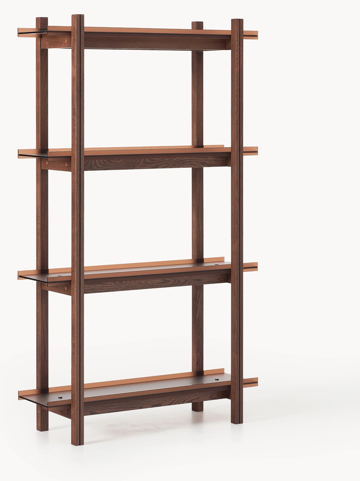 Veľký regál z dubového dreva so sklenenými policami Alex