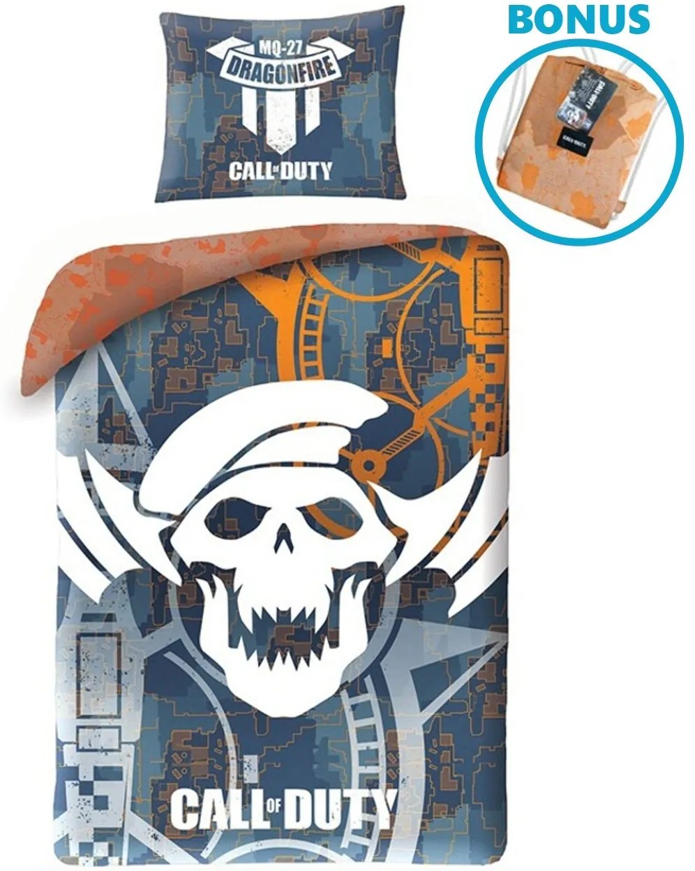 Bavlnené posteľné obliečky Call of Duty - motív Dragonfire - 100% bavlna - 70 x 90 cm + 140 x 200 cm