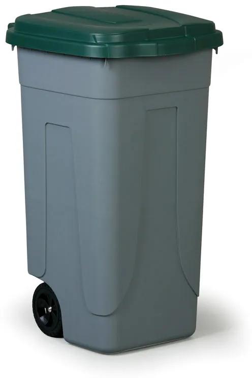 Mobil Plastic Mobilný plastový odpadkový kôš 100 L, zelené veko