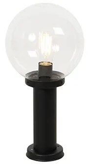 Vonkajšia stojaca lampa čierna s priehľadnou guľou 50 cm IP44 - Sfera