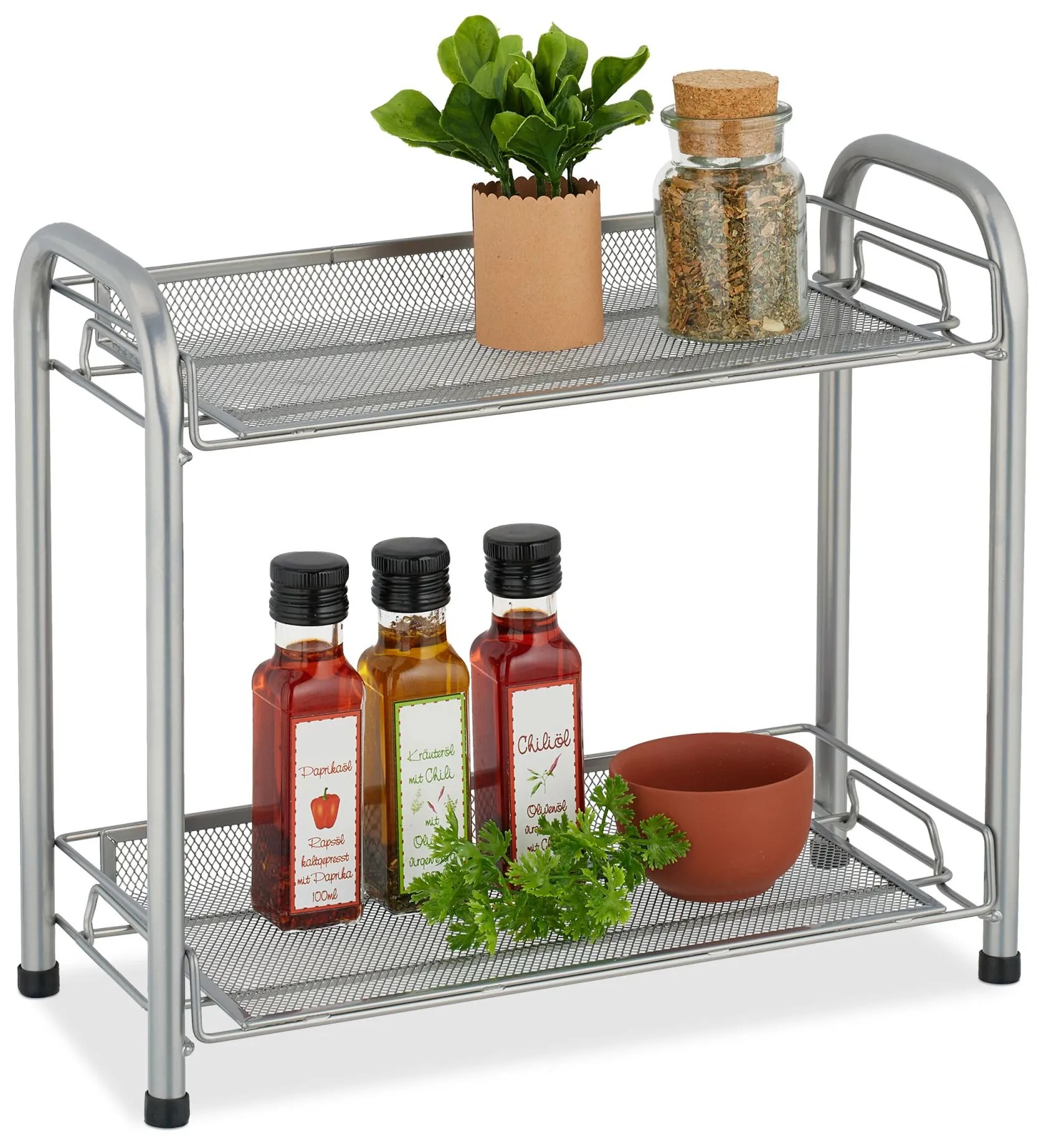 Stojan na korenie s 2 policami RD47536, strieborná