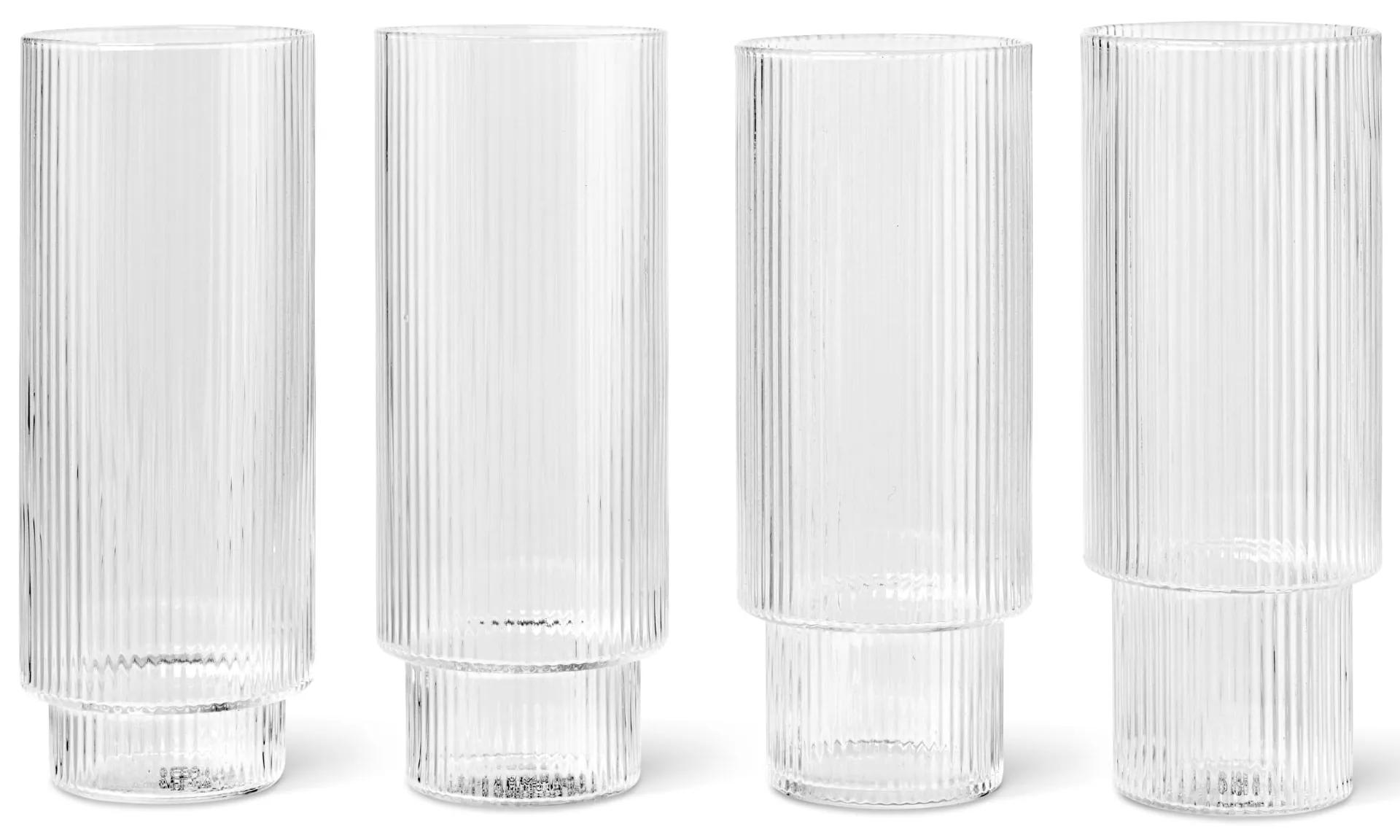 Ferm Living Pohár Ripple Long 300 ml – set 4 ks