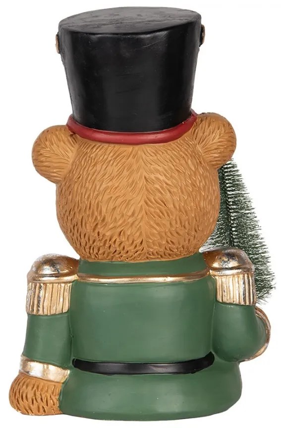 Dekorácia medvedík v uniforme a so stromčekom - 25*25*38 cm