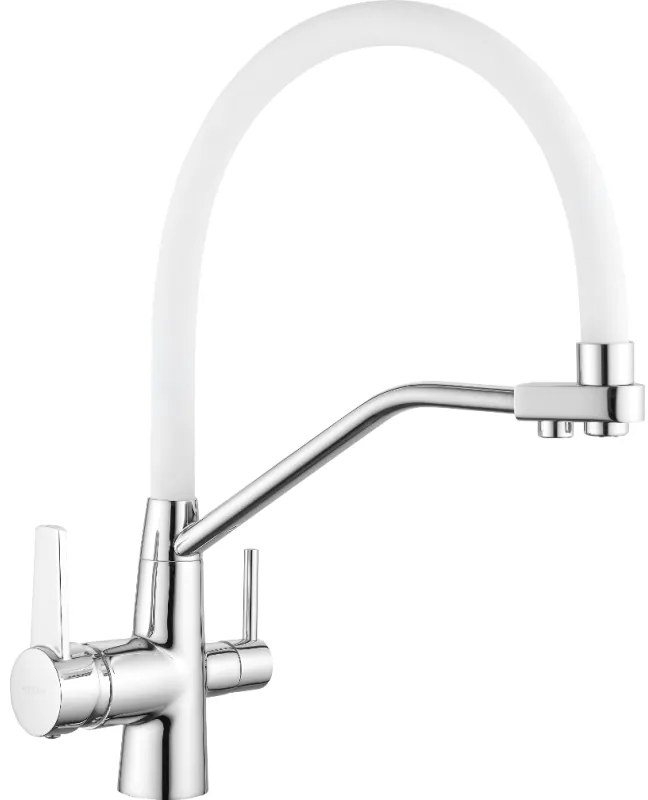 Mexen Duo, vysoká drezová batéria, biela-chrómová, 671701-02