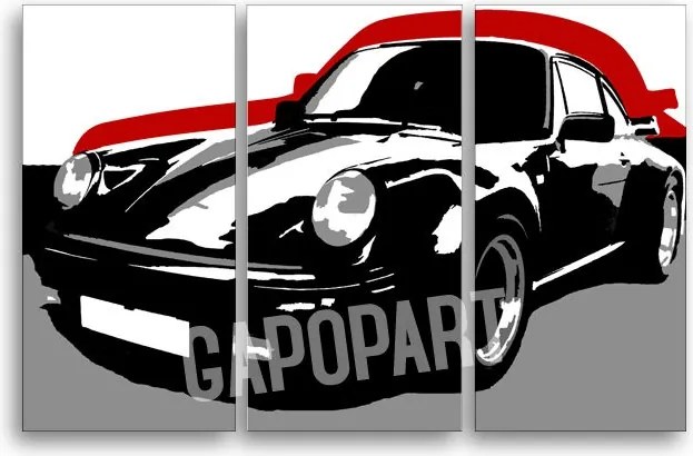 Ručne maľovaný POP Art obraz PORSCHE 911 3 dielny por5
