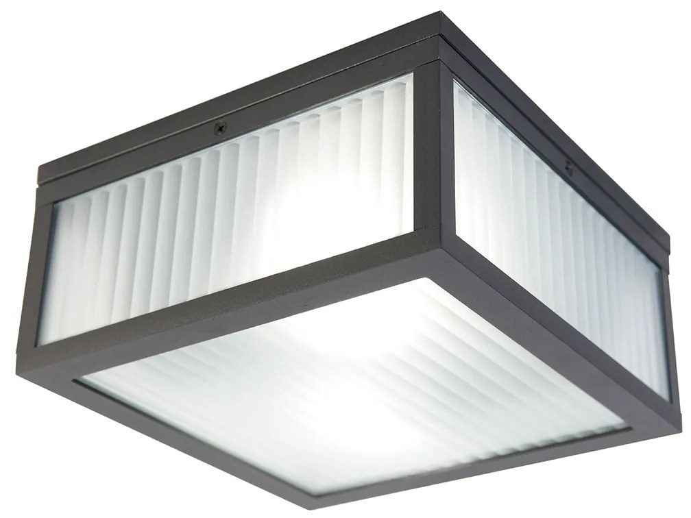 Inteligentné vonkajšie stropné svietidlo čierne s rebrovaným sklom vrátane WiFi A60 - Charlois