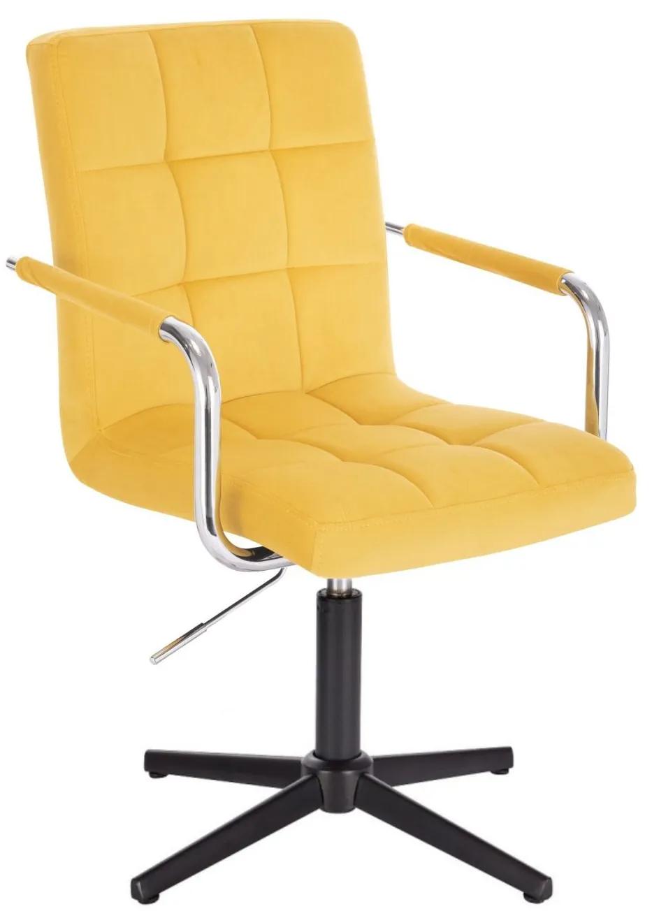 LuxuryForm DESIGN Stolička VERONA VELUR na čiernom kríži - žltá