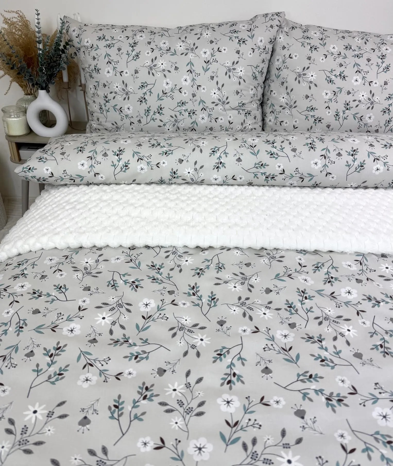 Bavlnené obliečky Sivá lúka 140×200 + 70×90 cm | INTERMEDIC SK