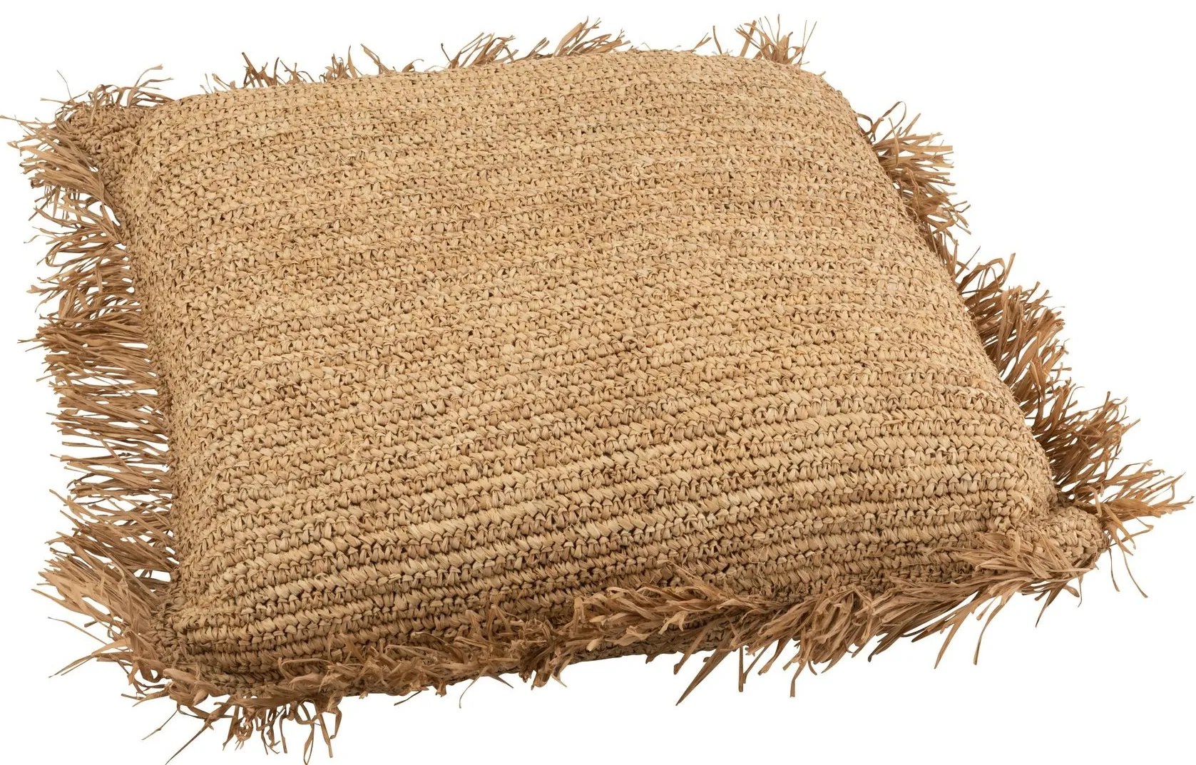 Prírodné lykové podsedák / puf so strapcami Raffia - 88 * 88 * 22cm