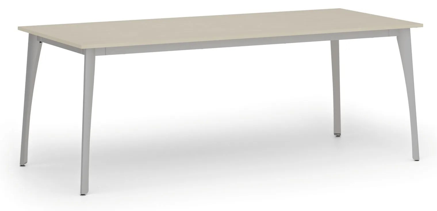Rokovací kancelársky stôl PRIMO OMEGA, 200x90 cm, sivá podnož, breza