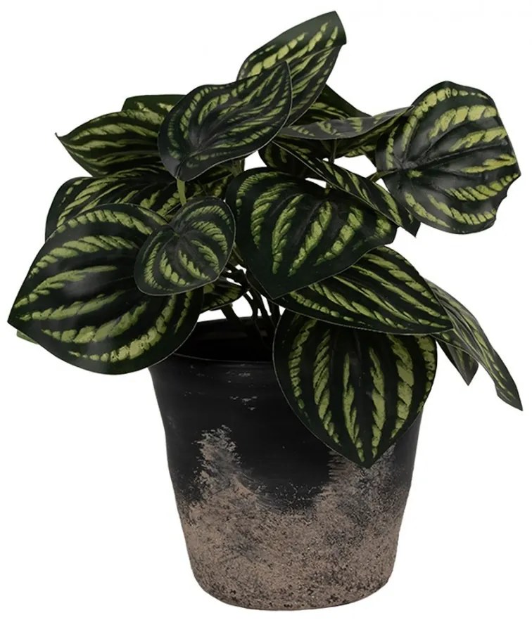 Čierno-sivý keramický obal na kvetináč S - Ø 12*11 cm