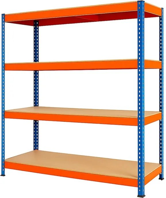 Regál 168x160x60 cm profesionálny 4-policový, nosnosť 120 kg - modro-oranžový