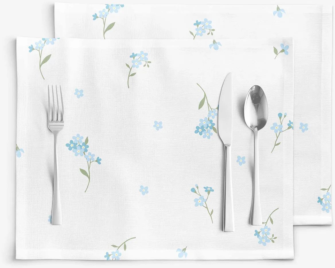 Goldea prestieranie na stôl 100% bavlnené plátno - nezábudky - sada 2ks 30 x 40 cm