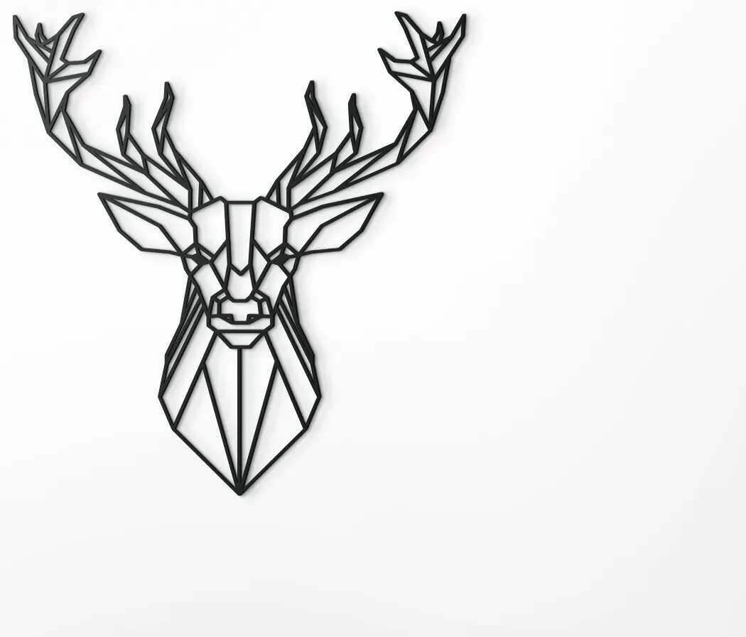 drevko Drevená nálepka Polygonálny jeleň Rozmer obrazu: 34,5 x 32,5 cm, Farba dekorácie: Čierna