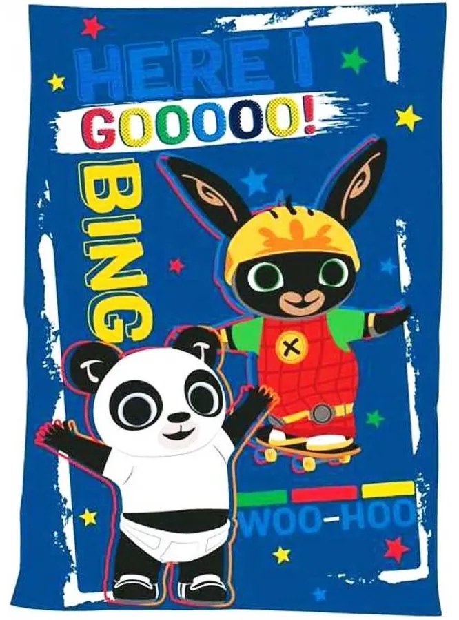 Detská fleecová deka Zajačik Bing Bunny - motív Here I Goooo! - polar fleece 170 GSM - 100 x 140 cm