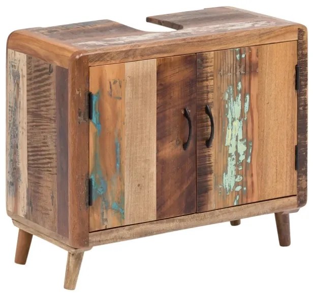 furniture-nabytek.cz - Masívna umývadlová skrinka Calcutta II z recyklovaného dreva, lakovaná, viacfarebná – 70×35×60 cm