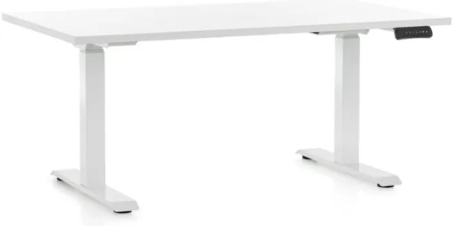 Výškovo nastaviteľný stôl OfficeTech D, 120 x 80 cm, biela podnož, biela