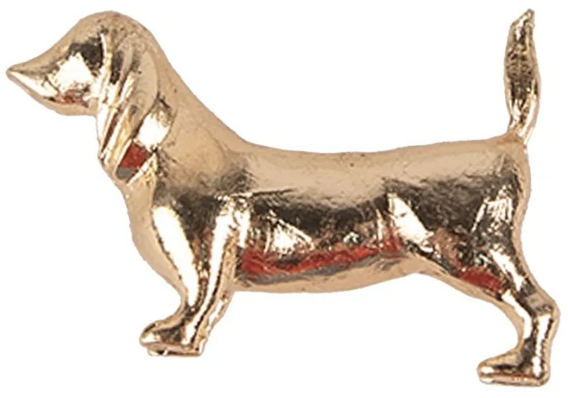 Zlatá kovová úchytka jazvečík Dachshund - 6*4*4 cm / S3 cm