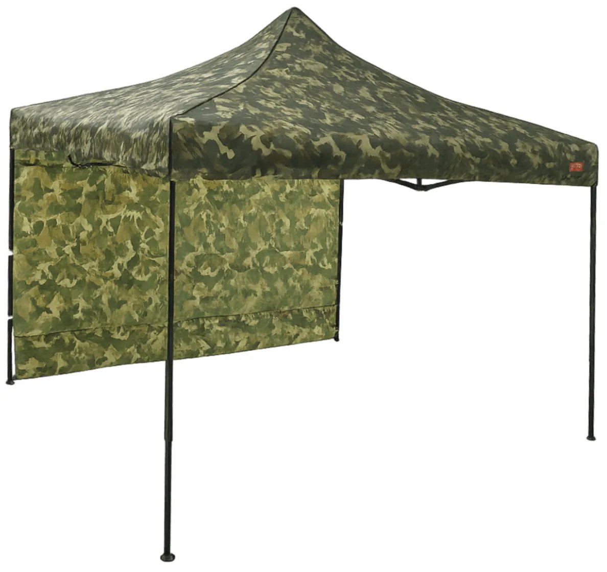 Rýchlorozkladací nožnicový stan 3x3m – oceľový, 1 bočná plachta, Maskáčová
