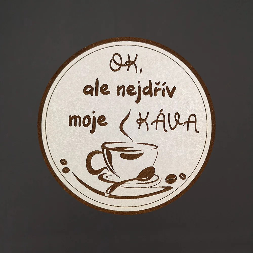 AMADEA Drevený podtácok okrúhly Káva text 