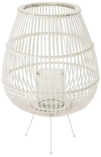 Biela drevená lampáš na nôžkach Daya L - Ø40 * 59 cm