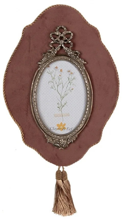 Ružovo- zlatý nástenný fotorámik so strapcami Baroque - 22*2*31/ 10*15cm