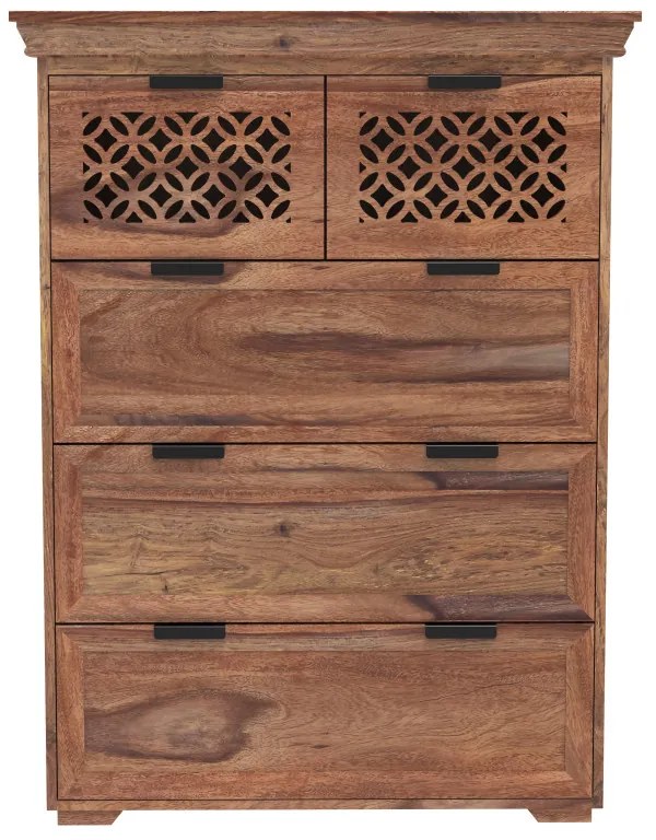 Komoda Mira 90x120x45 indický masív palisander Svetlomedová Komoda Mira 90x120x45 indický masív palisander Svetlomedová