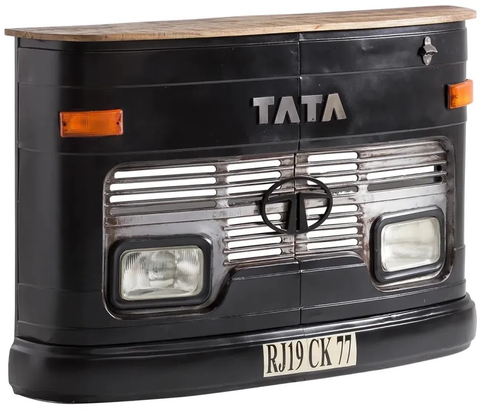 furniture-nabytek.cz - Masívny barový jedálenský stôl TATA z mangového dreva, lakovaný, čierny – 165×38×110 cm