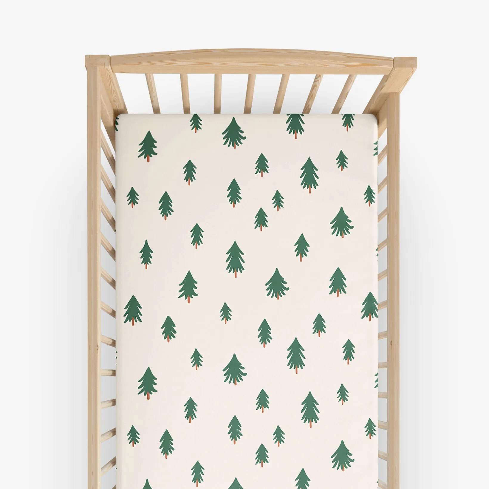 Goldea bavlnená napínacia plachta do detskej postieľky - stromčeky na režnom 60 x 120 cm