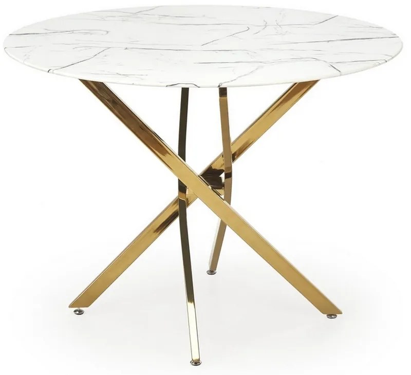 Jedálenský stôl Raymond 2, biela / zlatá